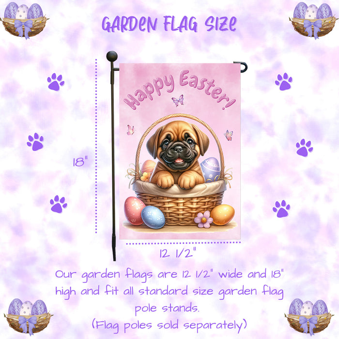 Bullmastiff Dog Easter Gift Garden Flag Puppy Eggs Spring Outdoor Lawn Décor 12x18 Inch Single Side and Double Sided