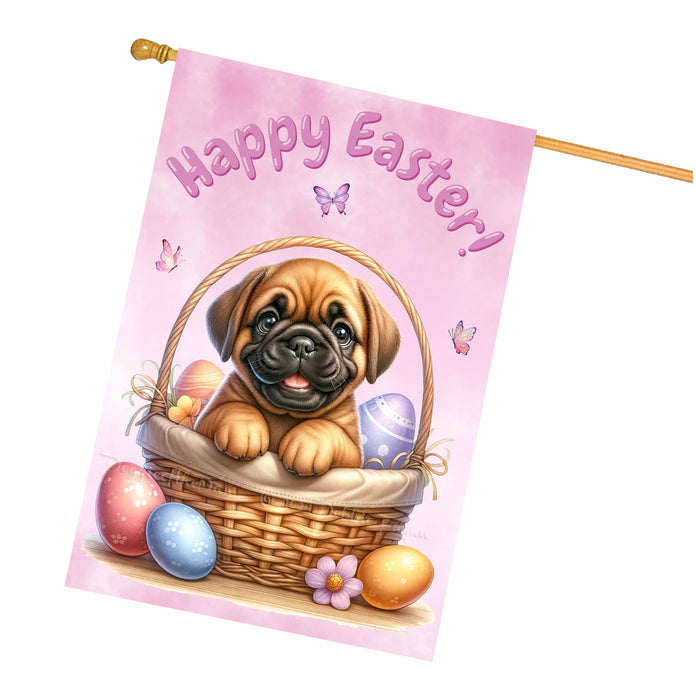 Bullmastiff Easter Dog House Flag 28x40 Double Sided Puppy Eggs Spring Outdoor Yard Farmhouse Decor