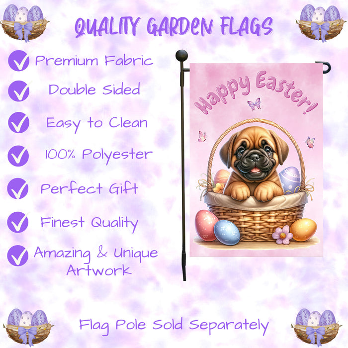 Bullmastiff Dog Easter Gift Garden Flag Puppy Eggs Spring Outdoor Lawn Décor 12x18 Inch Single Side and Double Sided