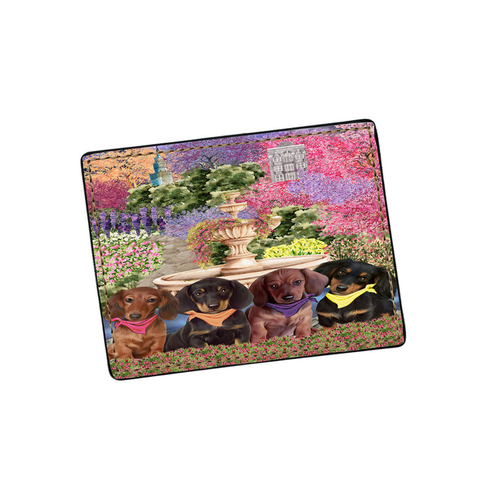 Floral Park Dachshund Dog Card Holder Mini Wallet - Black