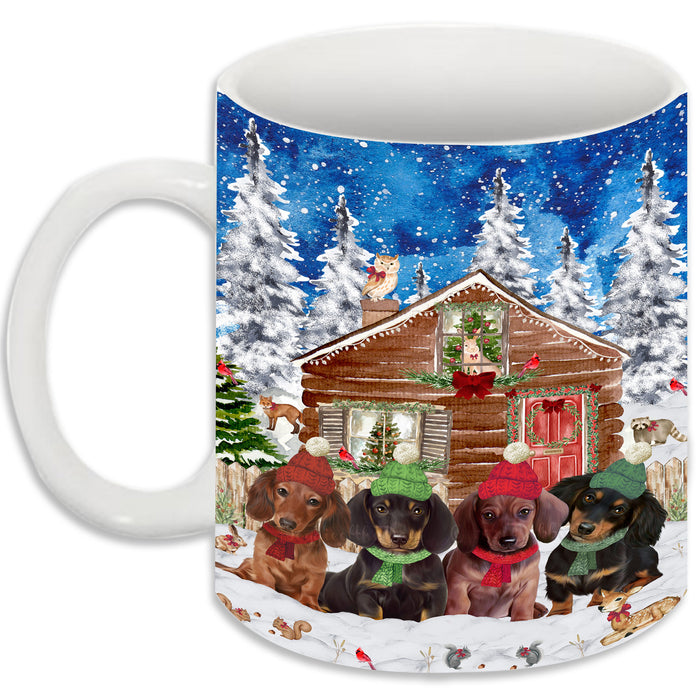 Dachshund Dogs Winter Cabin Coffee Mugs - Perfect for Tea, Coffee, Other Beverage - Gifts for Pet Lovers