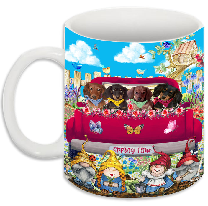 Dachshund Dogs Flower Explosion with Gnomes Pink Truck Coffee Mug