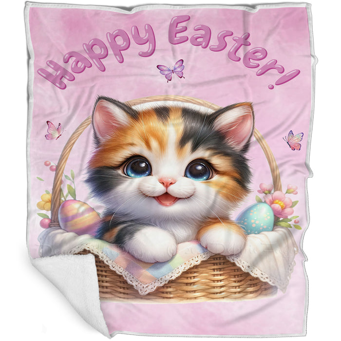 Easter Egg Hunt Calico Cat Happy Easter Holiday Blanket EGHNTBLK025