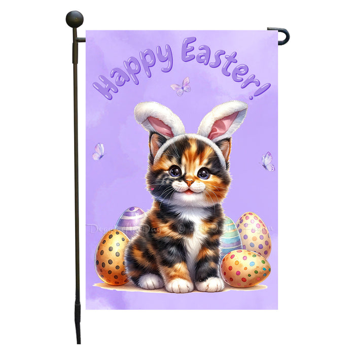 Easter Calico Cat Garden Flag, Cute Happy Easter, Egg Hunt Basket, Personalized Double Sided Flag Yard Outdoor Decoration, EGHNT00028