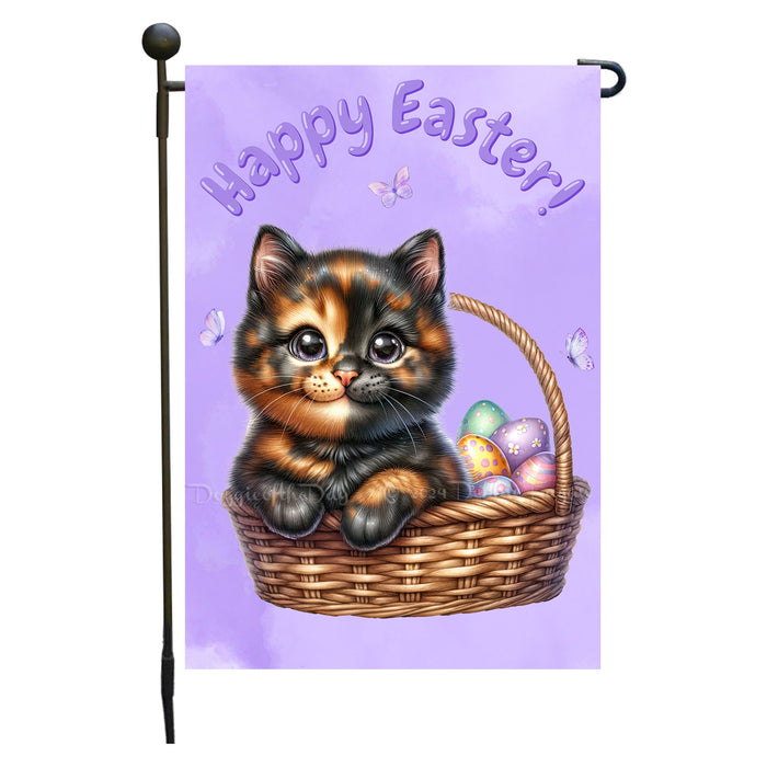 Easter Calico Cat Garden Flag, Cute Happy Easter, Egg Hunt Basket, Personalized Double Sided Flag Yard Outdoor Decoration, EGHNT00029