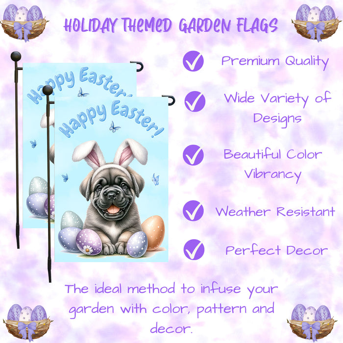 Cane Corso Dog Spring Easter Garden Flag Puppy Eggs Outdoor Yard Porch Décor 12x18 Inch Single Side and Double Sided