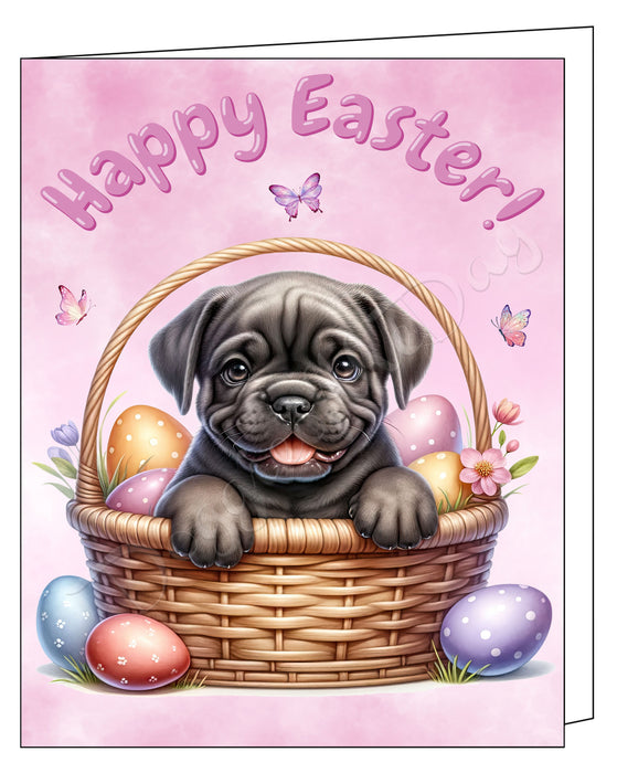Happy Easter Cane Corso Greeting Cards, Spring Holiday Notecards Blank Inside Envelopes Included, Unique Easter Egg Cards for Dog Lovers