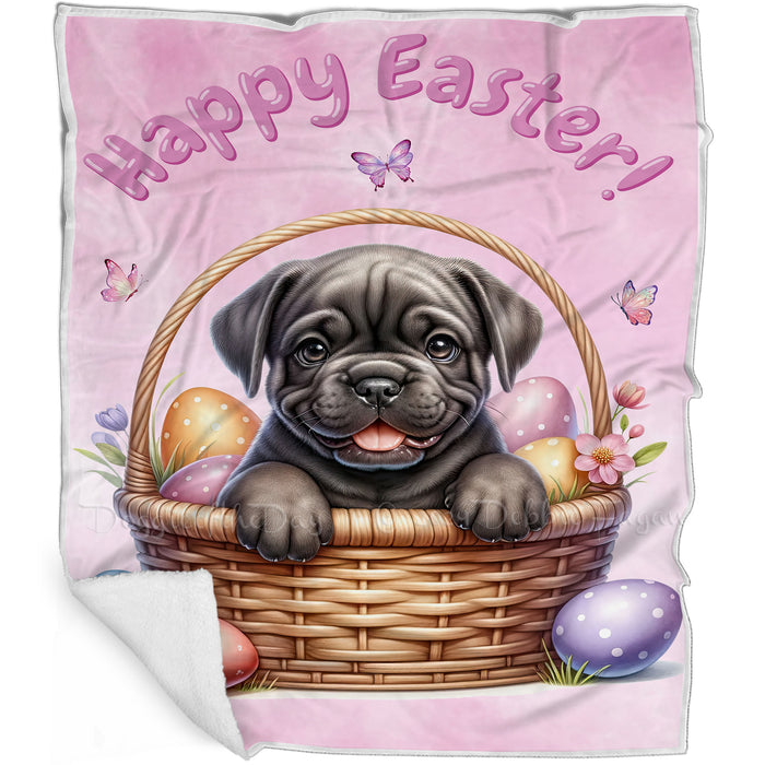 Easter Egg Hunt Cane Corso with Bunny Ears Happy Easter Holiday Blanket, EGHNTBLNKTDG00030