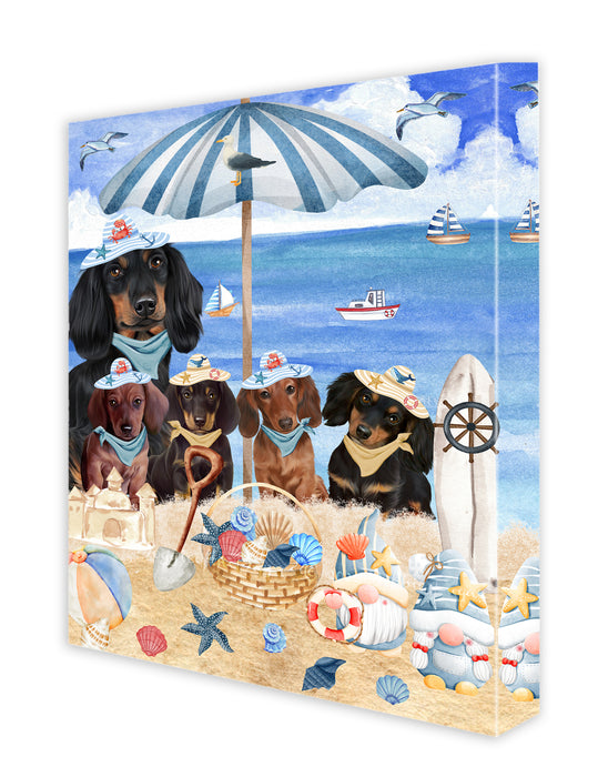 Nautical summer beach Dachshund Dogs Canvas Wall Art - Premium Quality Ready to Hang Room Decor Wall Art Canvas - Unique Animal Printed Digital Painting for Decoration