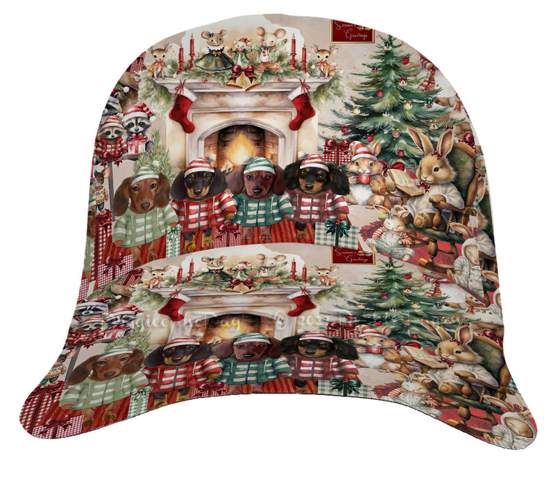 Dachshund Dog Peaked Cap - Winter Furry Friends - All Over Print