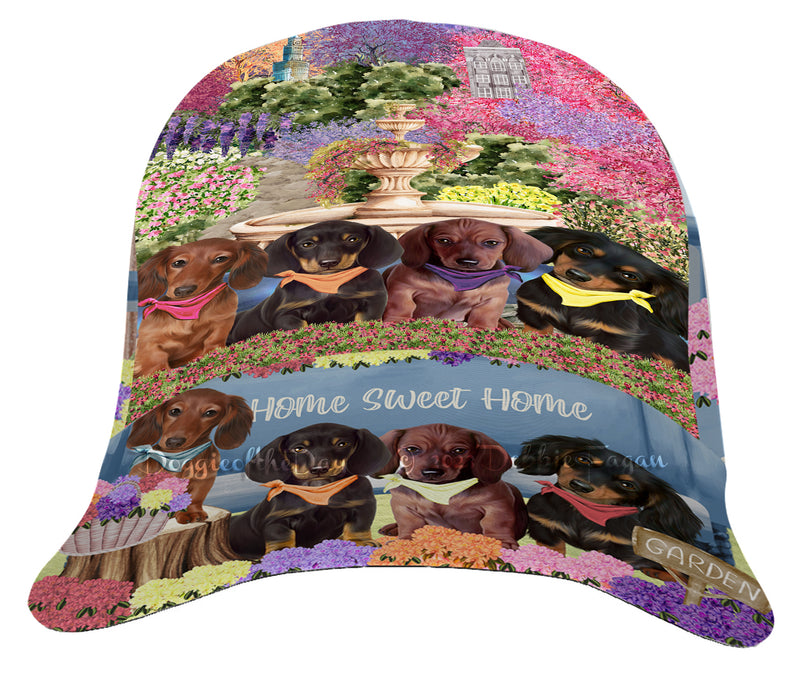 Floral Park Dachshund Dog Peaked Cap All Over Print