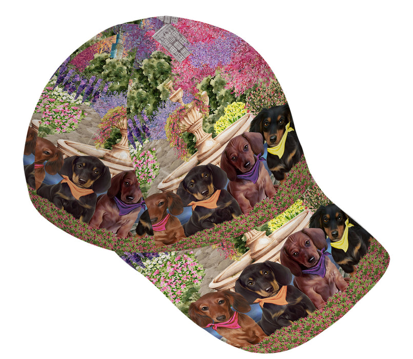 Floral Park Dachshund Dog Peaked Cap All Over Print