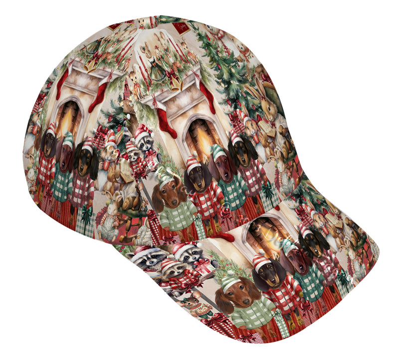Dachshund Dog Peaked Cap - Winter Furry Friends - All Over Print