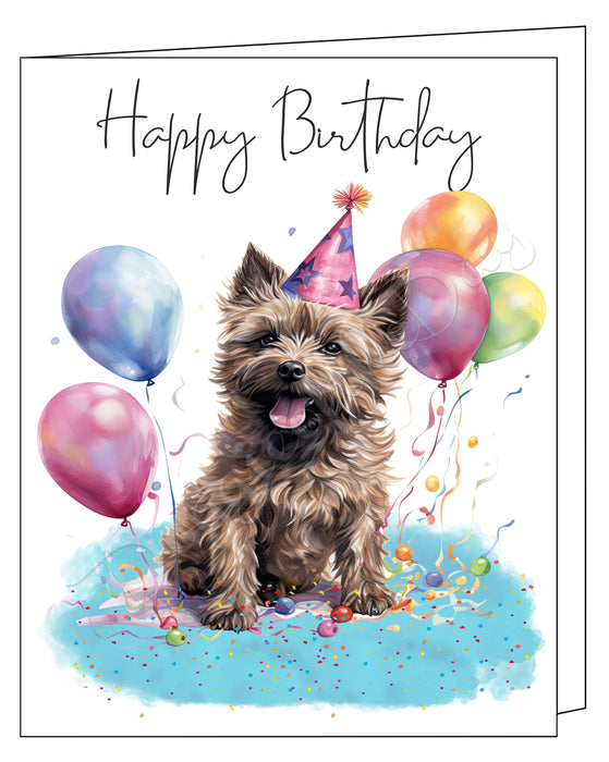 Happy Birthday Greeting Cards Carin Terrier - Cute Note Cards for Dog Lovers - Blank Inside Envelope Included, GCHB00070