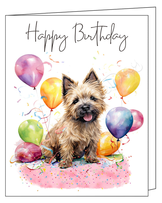 Happy Birthday Greeting Cards Carin Terrier - Cute Note Cards for Dog Lovers - Blank Inside Envelope Included, GCHB00071