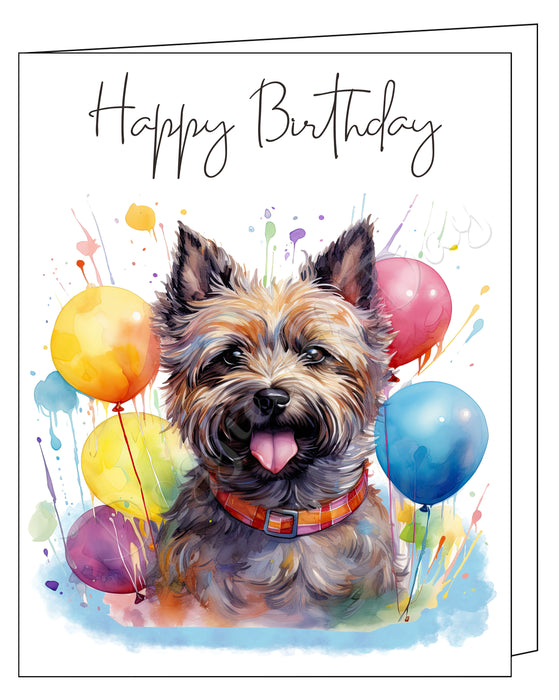 Happy Birthday Greeting Cards Carin Terrier - Cute Note Cards for Dog Lovers - Blank Inside Envelope Included, GCHB00072