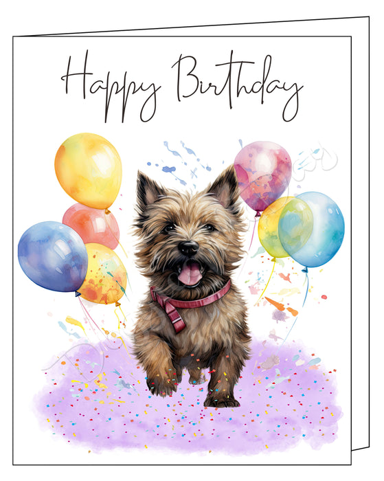 Happy Birthday Greeting Cards Carin Terrier - Cute Note Cards for Dog Lovers - Blank Inside Envelope Included, GCHB00073