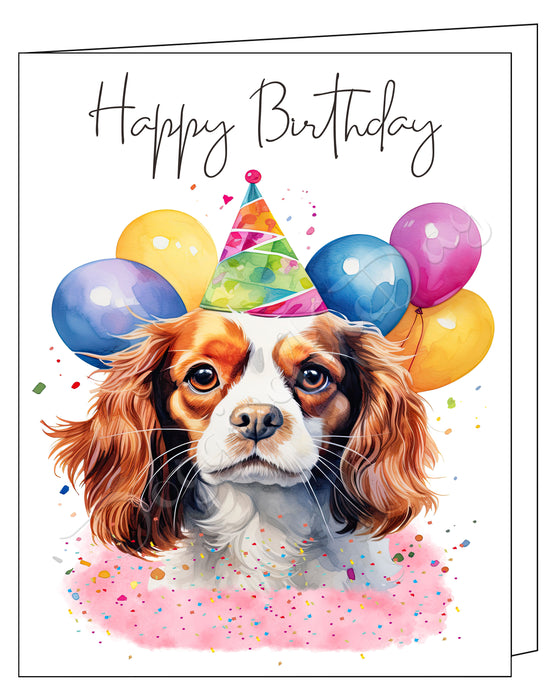 Happy Birthday Greeting Cards Cavalier King Charles - Cute Note Cards for Dog Lovers - Blank Inside Envelope Included, GCHB00077
