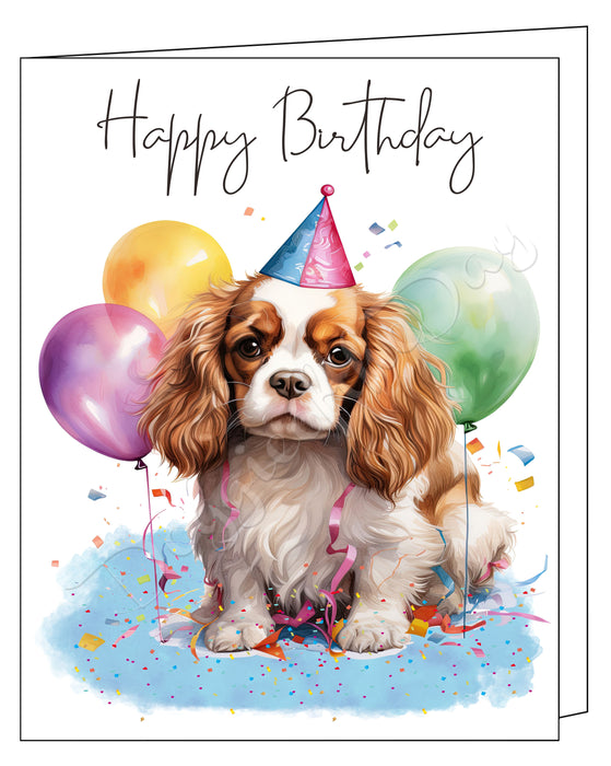 Happy Birthday Greeting Cards Cavalier King Charles - Cute Note Cards for Dog Lovers - Blank Inside Envelope Included, GCHB00078
