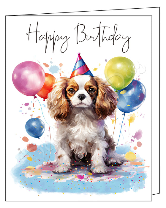 Happy Birthday Greeting Cards Cavalier King Charles - Cute Note Cards for Dog Lovers - Blank Inside Envelope Included, GCHB00079