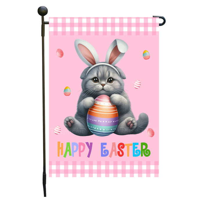 Chartreux Cat Easter Day Garden Flags for Outdoor Decorations - Double Sided Yard Lawn Easter Festival Decorative Gift - Holiday Cats Flag Decor 12 1/2"w x 18"h