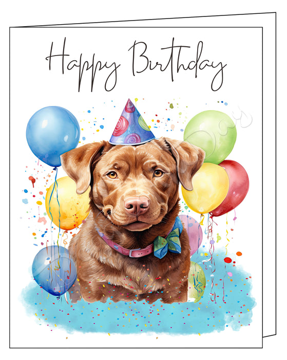 Happy Birthday Greeting Cards Chesapeake Bay Retriever - Cute Note Cards for Dog Lovers - Blank Inside Envelope Included, GCHB00081