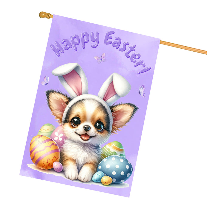 Chihuahua Easter Puppy House Flag 28x40 Double Sided Dog Spring Outdoor Yard Decor