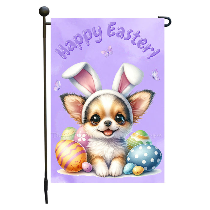 Chihuahua Puppy Easter Spring Garden Flag Cute Dog Eggs Lawn Outdoor Décor 12x18 Inch Single Side and Double Sided