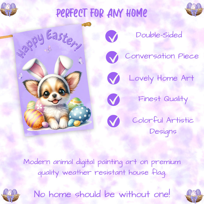 Chihuahua Easter Puppy House Flag 28x40 Double Sided Dog Spring Outdoor Yard Decor