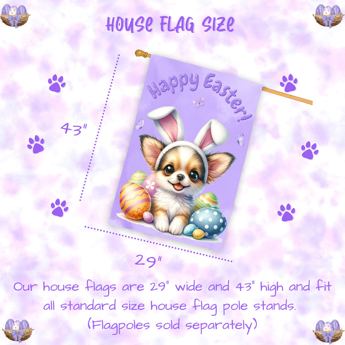 Chihuahua Easter Puppy House Flag 28x40 Double Sided Dog Spring Outdoor Yard Decor