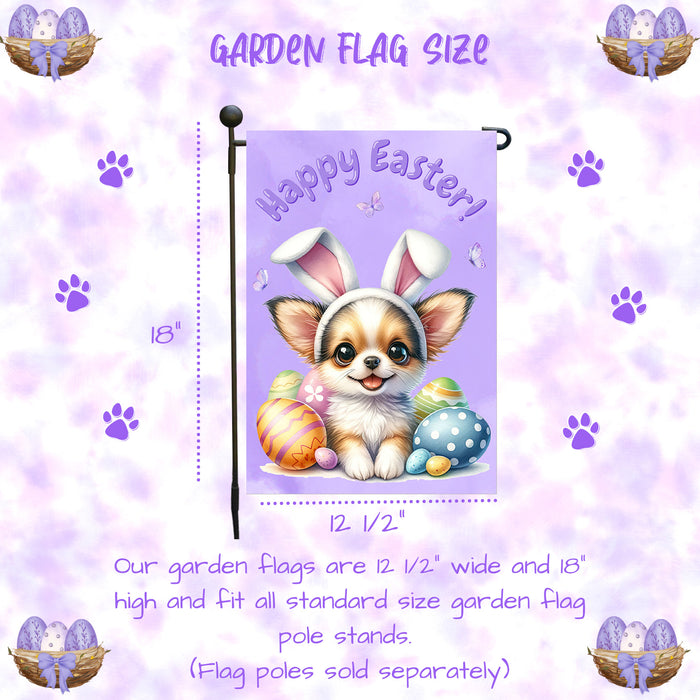 Chihuahua Puppy Easter Spring Garden Flag Cute Dog Eggs Lawn Outdoor Décor 12x18 Inch Single Side and Double Sided