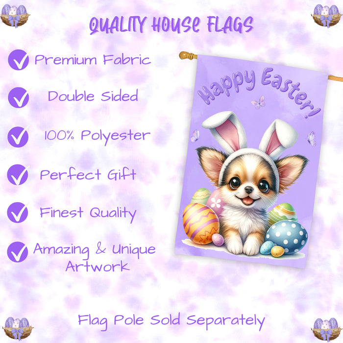 Chihuahua Easter Puppy House Flag 28x40 Double Sided Dog Spring Outdoor Yard Decor