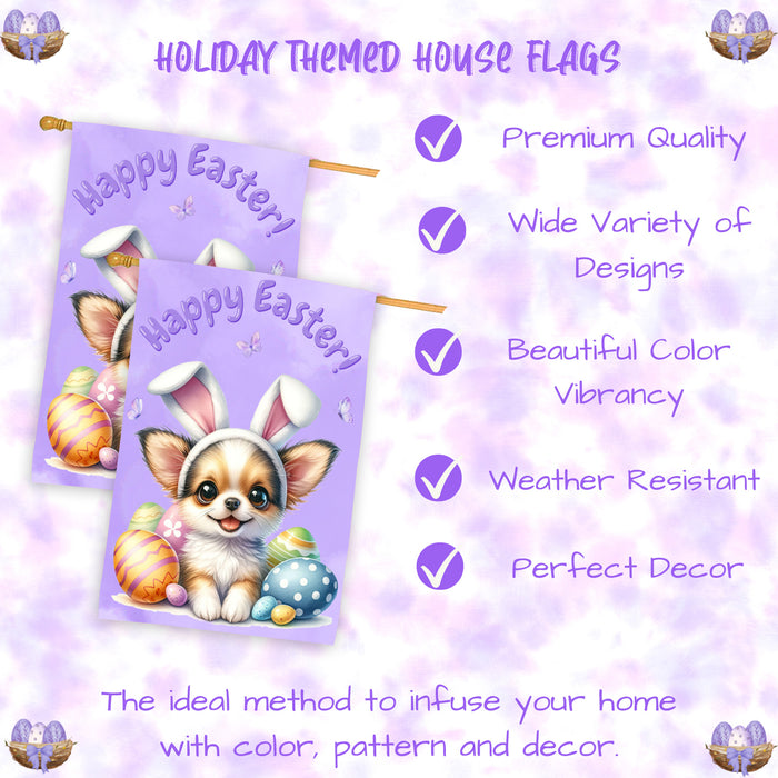 Chihuahua Easter Puppy House Flag 28x40 Double Sided Dog Spring Outdoor Yard Decor