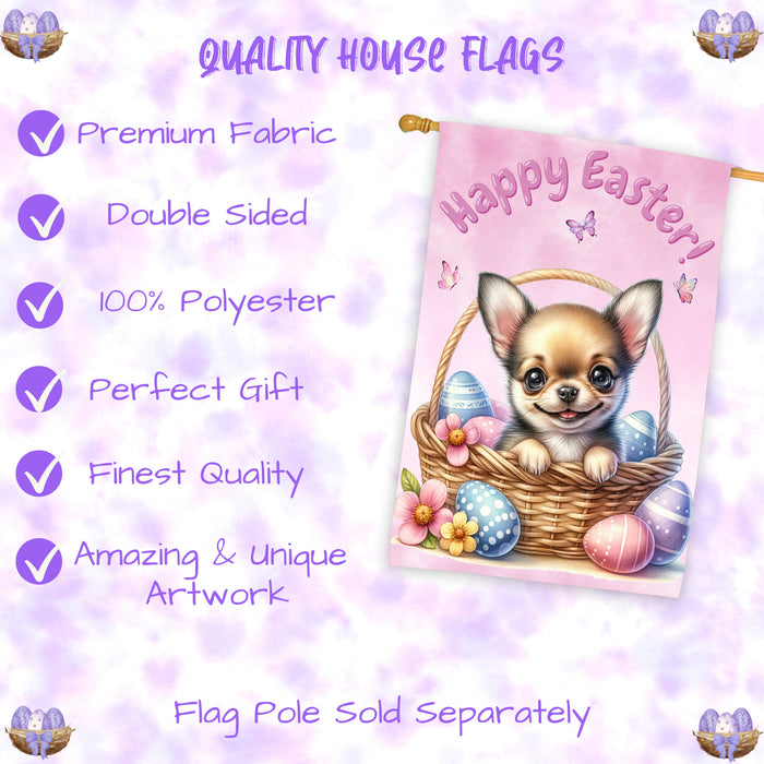 Chihuahua Dog Easter House Flag 28x40 Double Sided Spring Yard Garden Outdoor Decor