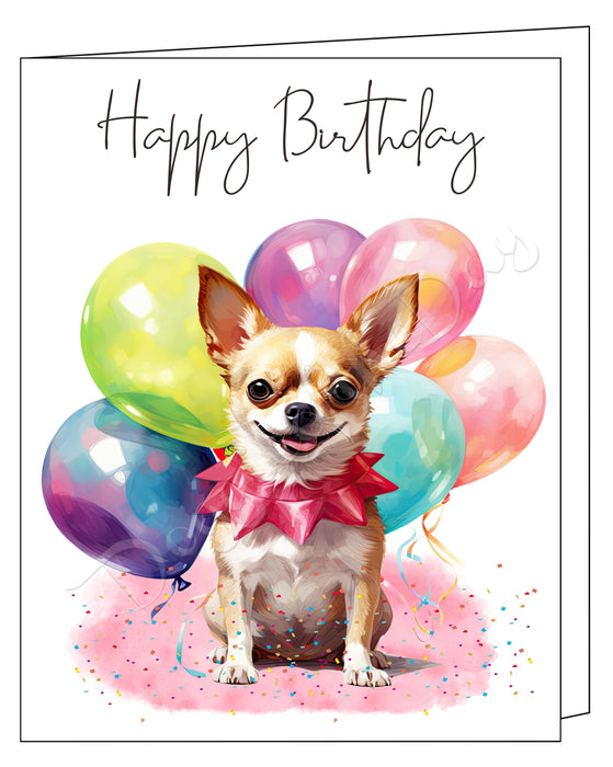 Happy Birthday Greeting Cards Chihuahua - Cute Note Cards for Dog Lovers - Blank Inside Envelope Included, GCHB00085