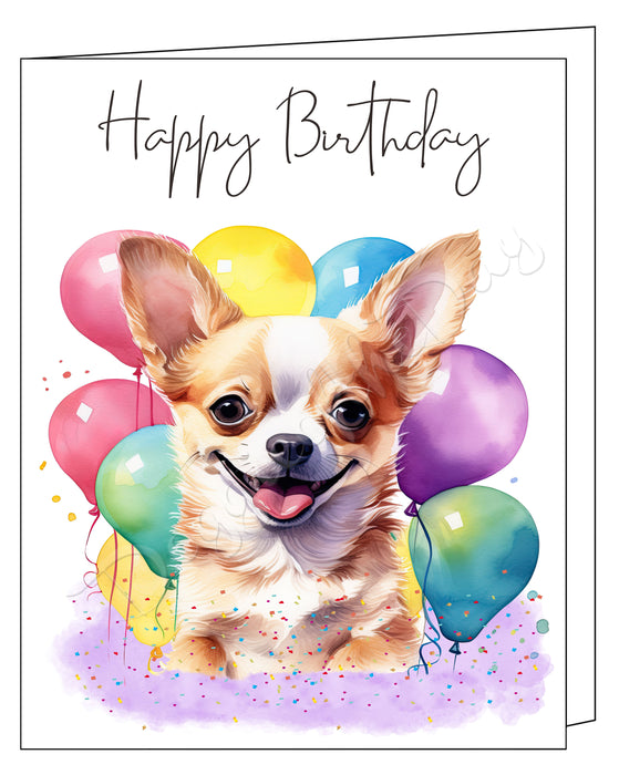 Happy Birthday Greeting Cards Chihuahua - Cute Note Cards for Dog Lovers - Blank Inside Envelope Included, GCHB00087