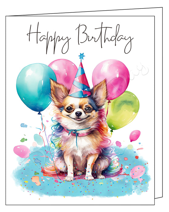 Happy Birthday Greeting Cards Chihuahua - Cute Note Cards for Dog Lovers - Blank Inside Envelope Included, GCHB00088