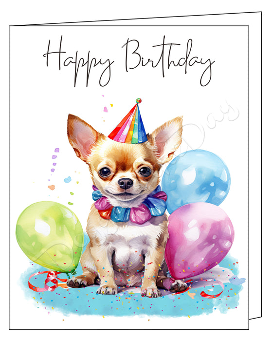 Happy Birthday Greeting Cards Chihuahua - Cute Note Cards for Dog Lovers - Blank Inside Envelope Included, GCHB00090