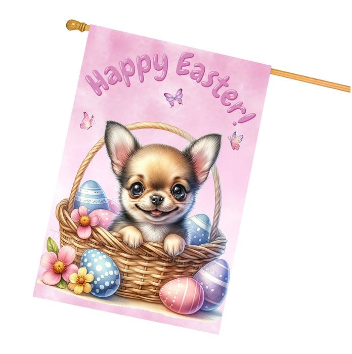 Chihuahua Dog Easter House Flag 28x40 Double Sided Spring Yard Garden Outdoor Decor