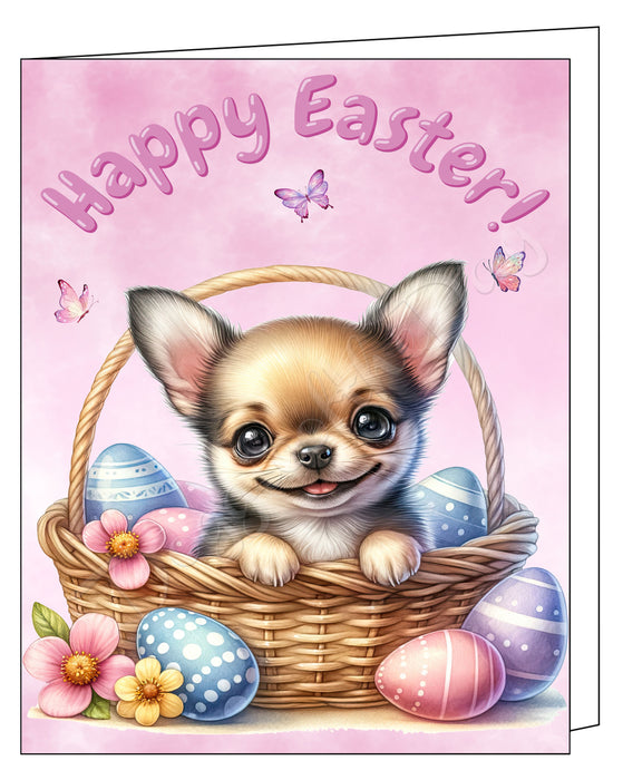 Happy Easter Chihuahua Greeting Cards, Spring Holiday Notecards Blank Inside Envelopes Included, Unique Easter Egg Cards for Dog Lovers