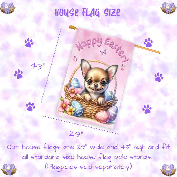 Chihuahua Dog Easter House Flag 28x40 Double Sided Spring Yard Garden Outdoor Decor
