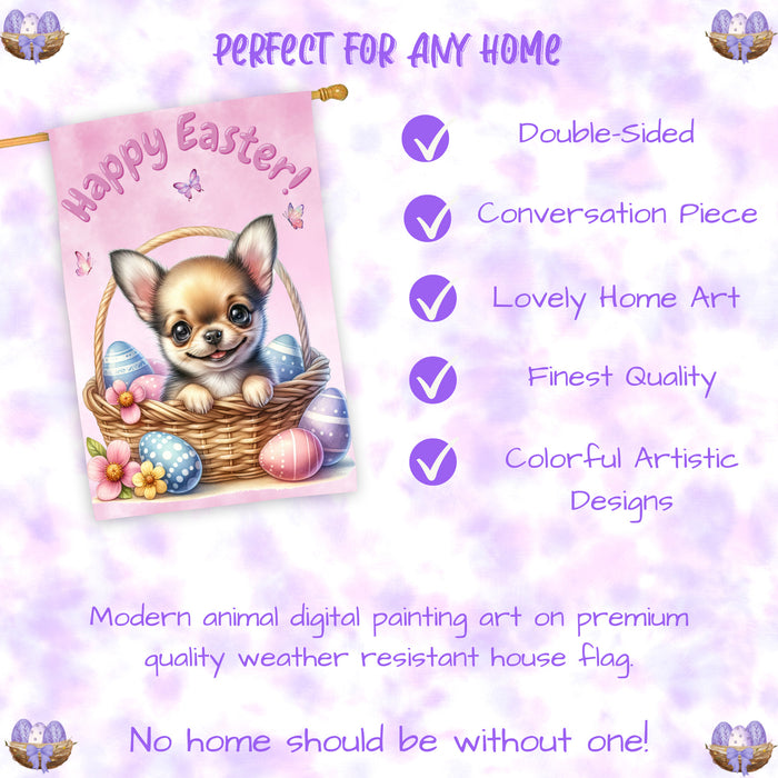 Chihuahua Dog Easter House Flag 28x40 Double Sided Spring Yard Garden Outdoor Decor