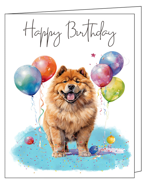 Happy Birthday Greeting Cards Chow Chow - Cute Note Cards for Dog Lovers - Blank Inside Envelope Included, GCHB00094