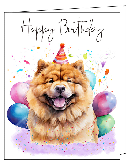 Happy Birthday Greeting Cards Chow Chow - Cute Note Cards for Dog Lovers - Blank Inside Envelope Included, GCHB00095