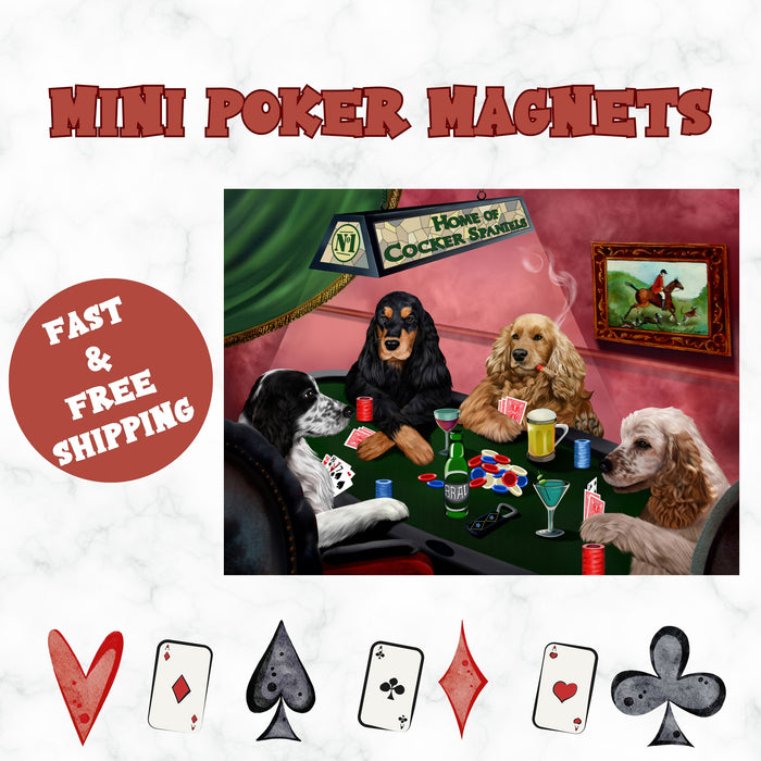 Home Of Cocker Spaniel 4 Dogs Playing Poker Magnet Mini (3.5" x 2")