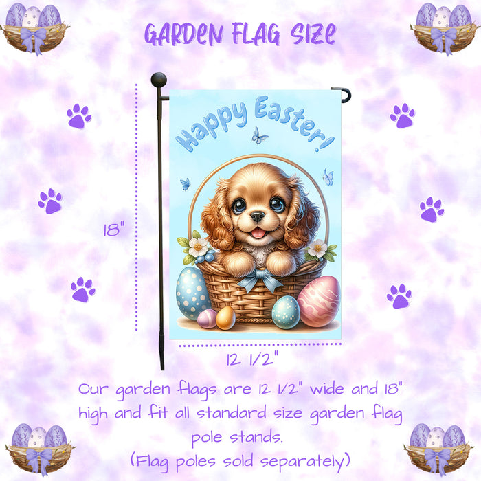 Cocker Spaniel Easter Gift Garden Flag Dog Eggs Spring Outdoor Lawn Décor 12x18 Inch Single Side and Double Sided