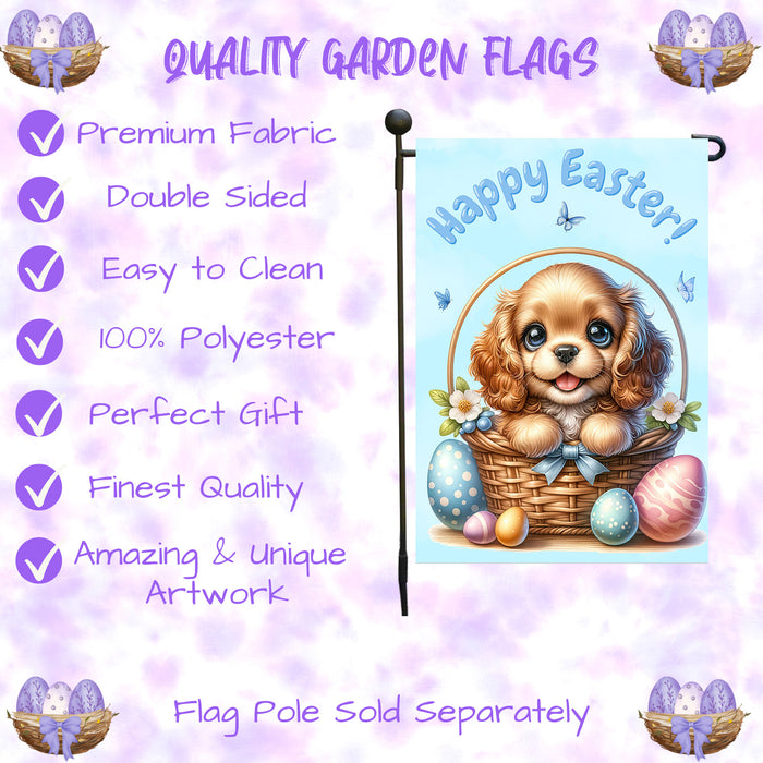 Cocker Spaniel Easter Gift Garden Flag Dog Eggs Spring Outdoor Lawn Décor 12x18 Inch Single Side and Double Sided