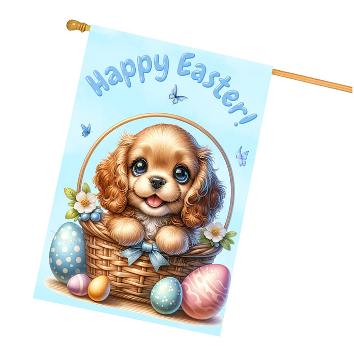 Cocker Spaniel Dog Easter House Flag 28x40 Double Sided Spring Garden Porch Decor