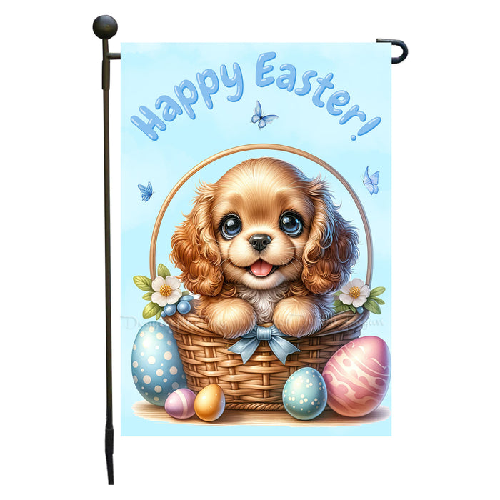 Cocker Spaniel Easter Gift Garden Flag Dog Eggs Spring Outdoor Lawn Décor 12x18 Inch Single Side and Double Sided