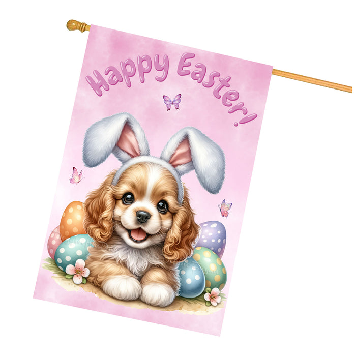 Cocker Spaniel Easter House Flag 28x40 Double Sided Spring Dog Yard Garden Decor